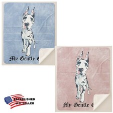 Harlequin Great Dane Dog My Gentle Giant Cartoon Sherpa Fleece Throw Blanket