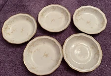 5 Salad/Dessert/ Soup Bowls Theodore Haviland Limoges Pink Roses gold trim