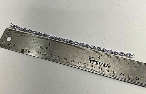 Sterling Silver .925 ~ 4mm x 6mm ~ Oval Lavender CZ ~ 7 1/2" Tennis Bracelet - Picture 6 of 7