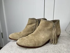Sam Edelman Women's Paige Boot Fringe Suede Tan Block Heel Western Size 8