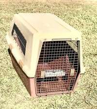 Portable Ex Lg. Dogloo 450 Dog/ Pet Travel Crate 36x25x25" Plastic Burgundy Tan