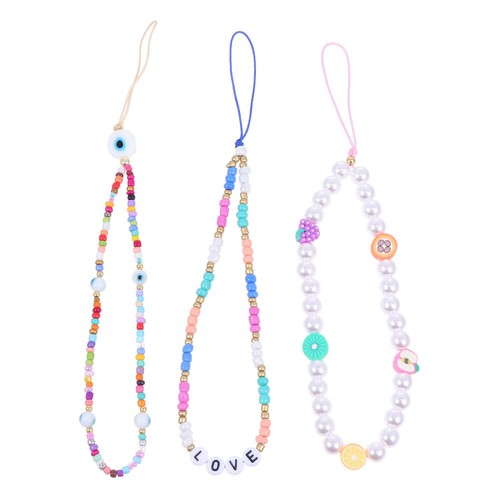 3 Pcs Mobile Phone Rope Hanger Smartphone Hanging Ropes Beaded Charms - 第 1/12 張圖片