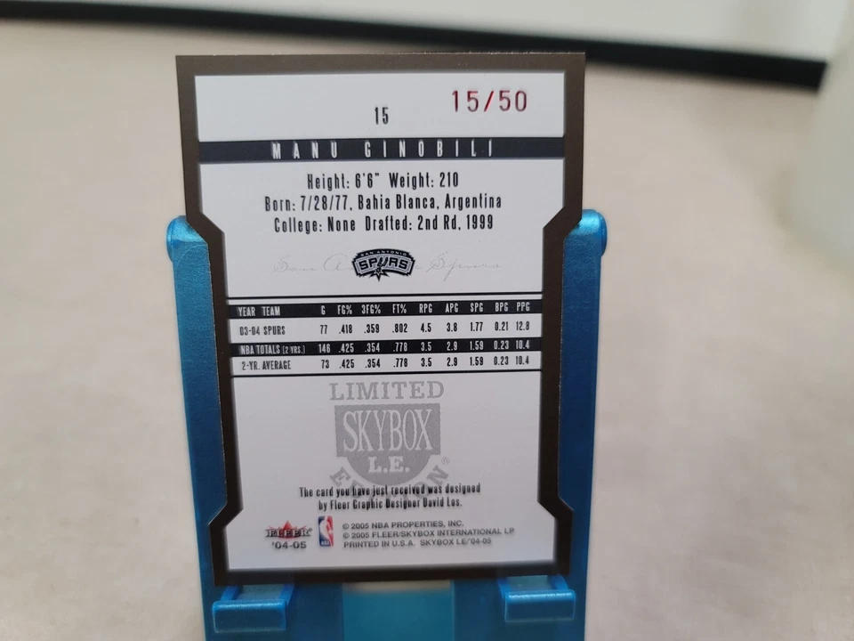 2004-05 Fleer NBA Limited Skybox LE Manu Ginobili /50 DieCut - Imagem 4 de 4