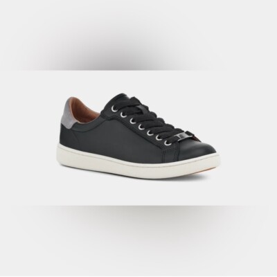 UGG Womens Size 8 Milo Black Leather Lace Up Sneaker Shoes