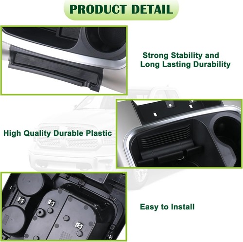 Full Bezel Cup Holder Middle Console Cover Compatible with 2013-2018 RAM 1500... - Picture 6 of 8