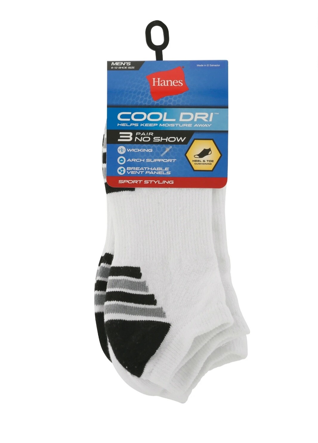 Hanes No Show Cooling Socks for Men 3 Pack Breathable Comfort  -image