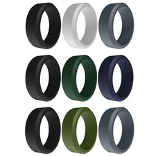 3pcs Men Silicone Wedding Engagement Ring 8MM Flexible Rubber Band for Gym Sport