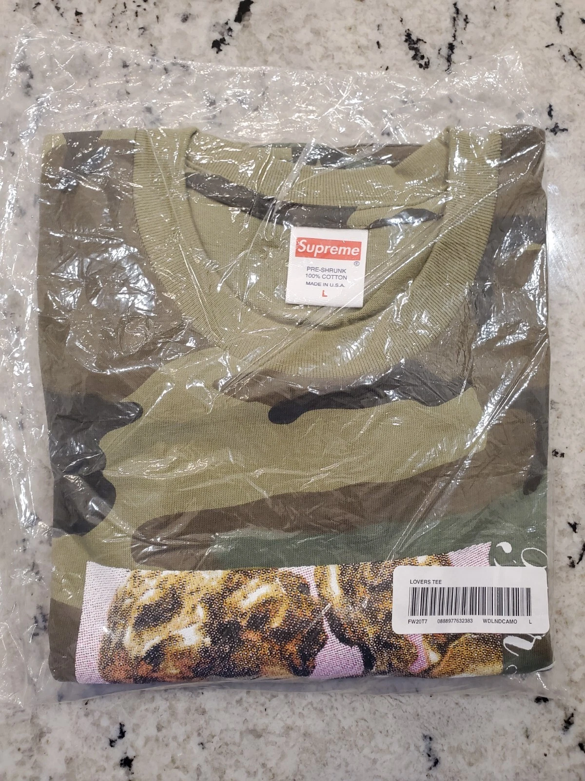 Tee shirt camouflage Supreme Lovers Woodland taille Grand FW20