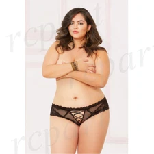 New women's lace panty sexy lingerie intimates gift 1X/2X 3X/4X Black 10900X