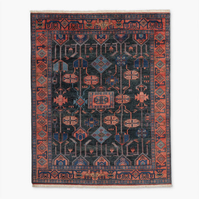 Eros Hand-Knotted Red And Blue New Zealand Wool Area Rug for Living Room Bedroom