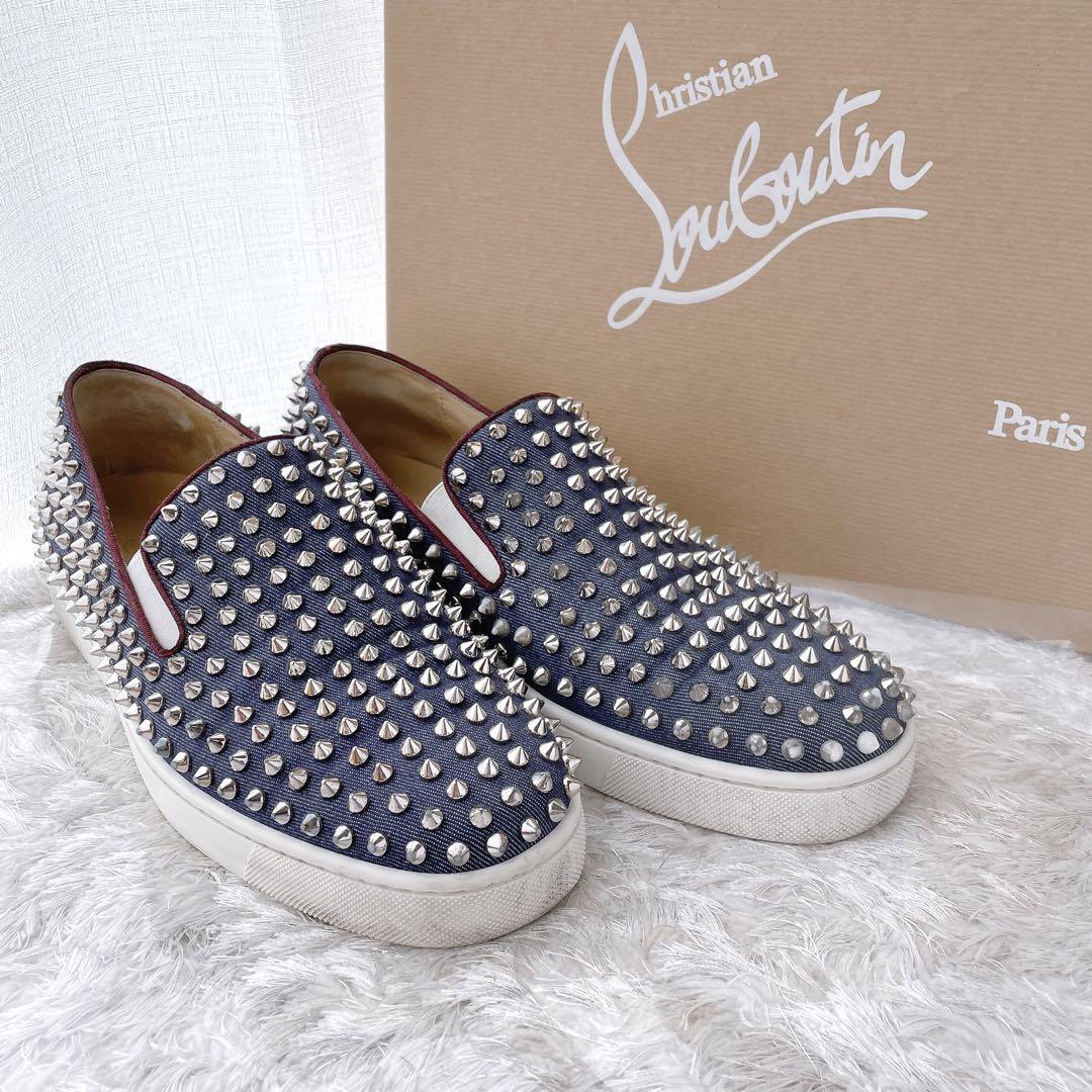 Christian Louboutin Shoes Slip-on Sneaker Roller Boat Blue Size 42 
