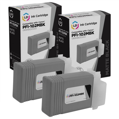 LD For Canon PFI-102MBK 2pk Matte Black Ink iPF500 iPF510 iPF600 iPF605