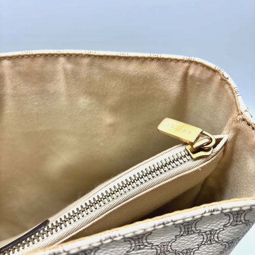 CELINE Macadam Tote Bag PVC Leather White Brown Vintage #327 - Picture 21 of 24