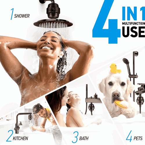 20 Stage Shower Head Filter with Vitamin C E A for Hard Water Bronze Color - Picture 7 of 8