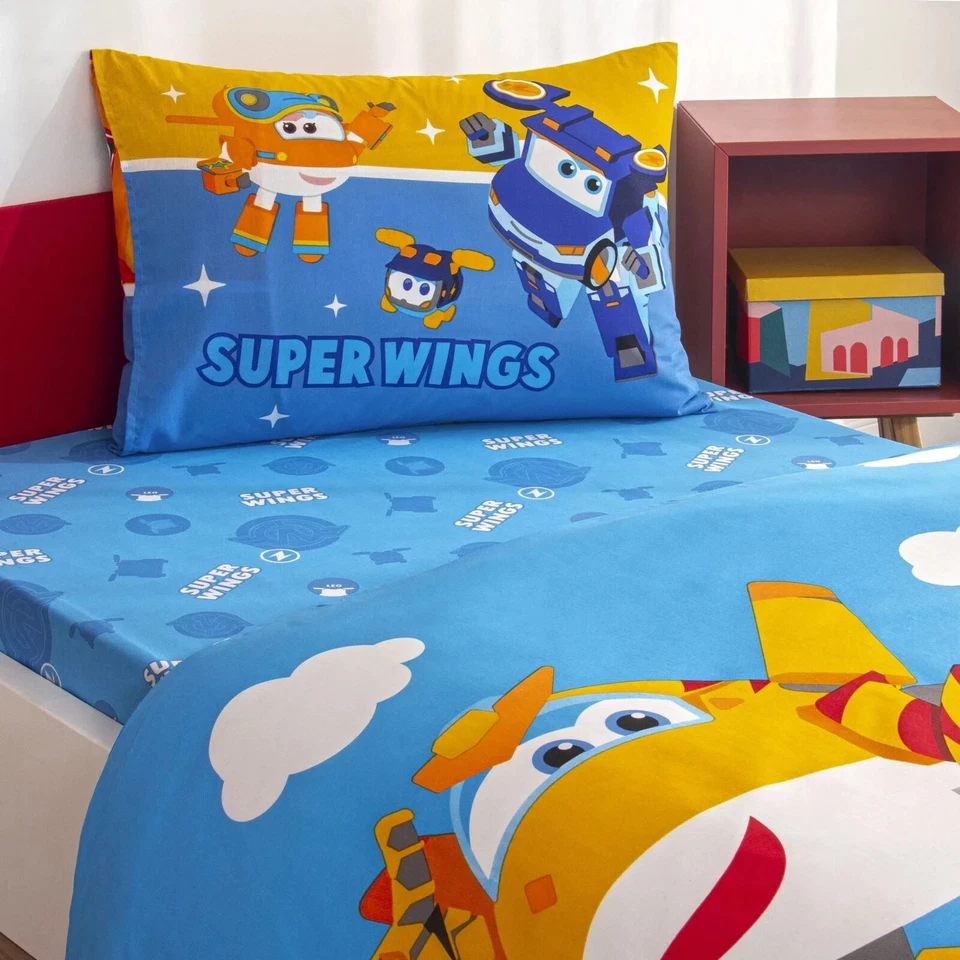 Juego de funda nórdica individual oficial Super Wings Flying - Licencia Tac - 100 % algodón Foto 4 de 4