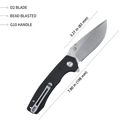 KUB901A Kubey EDC Black G10 Handle D2 Blade IKBS Linerlock Clip