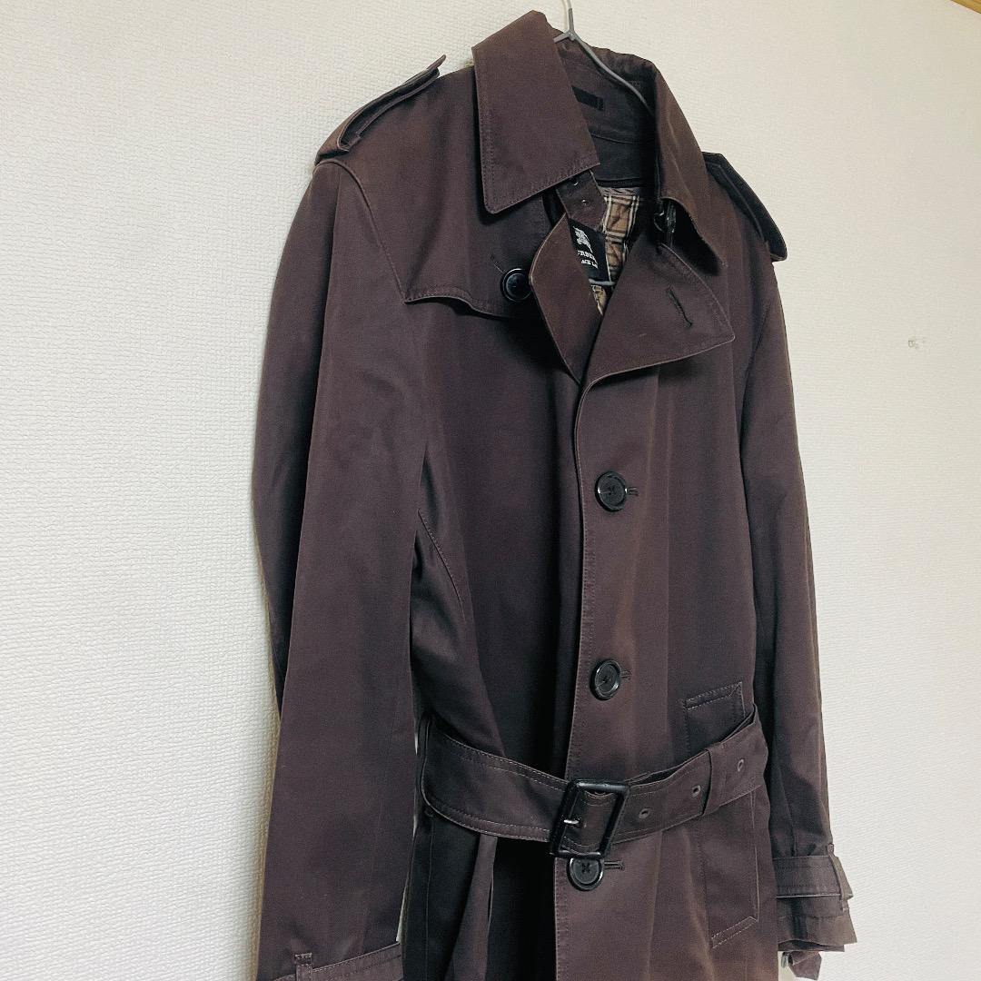 Burberry Black Label Trench Coat Brown Cotton With Check Pattern Size M Women thumbnail 2