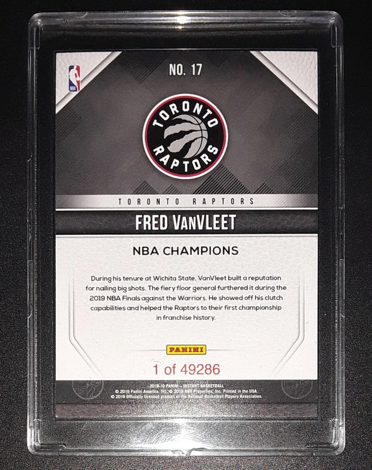 FRED VANVLEET NBA Champions 2019 Limited Edition NBA Card #17 Panini Instant - Image 2 of 2