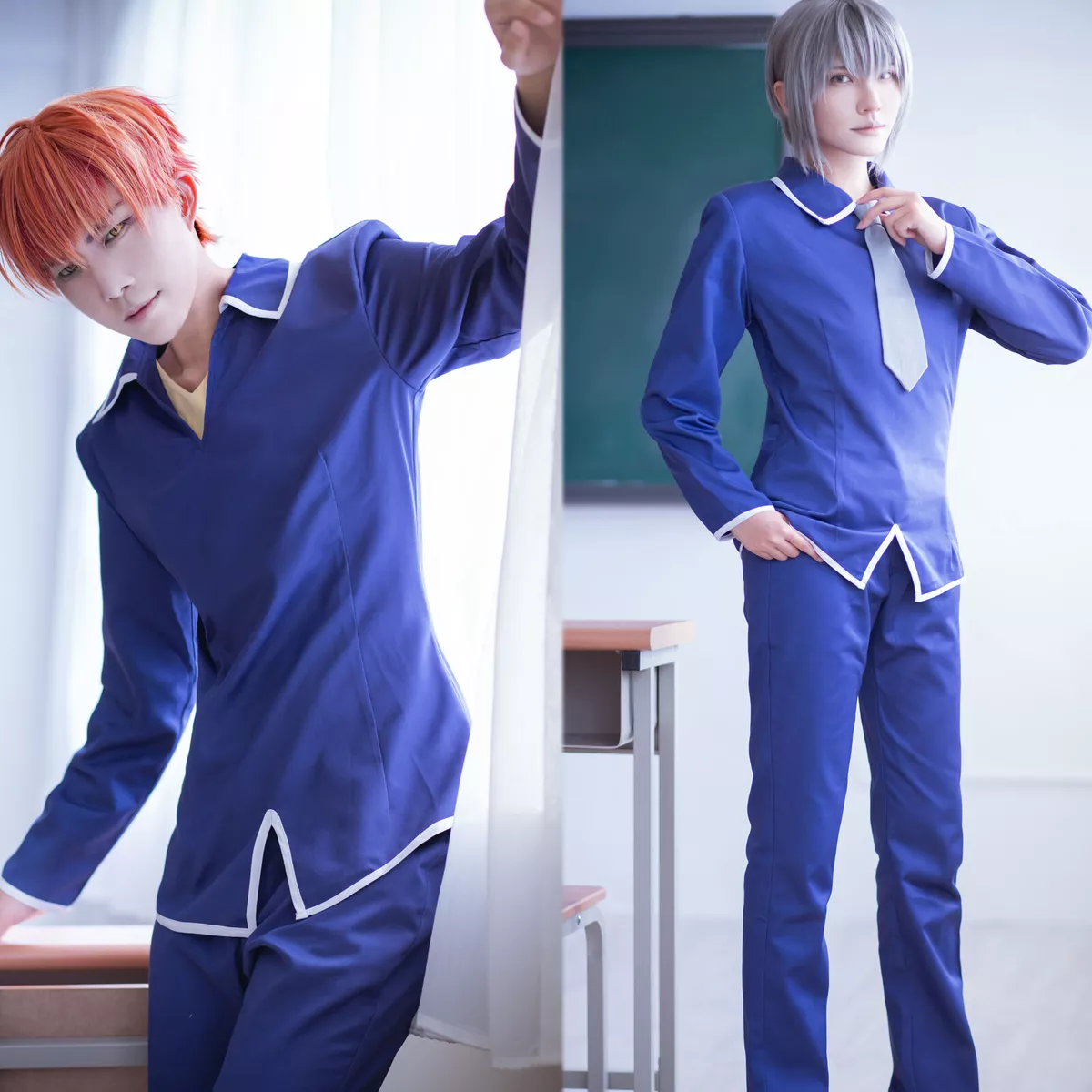 FRUITS BASKET Soma Kyo Soma Yuki Cosplay Costumes Blue Uniform Suit Pants  Ties