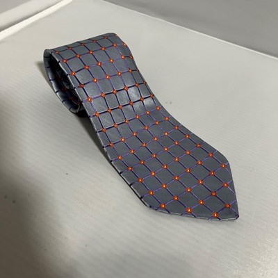 Robert Talbott Nordstrom Silk Tie Gray Purple Check Necktie Made in USA 58'' x 4''