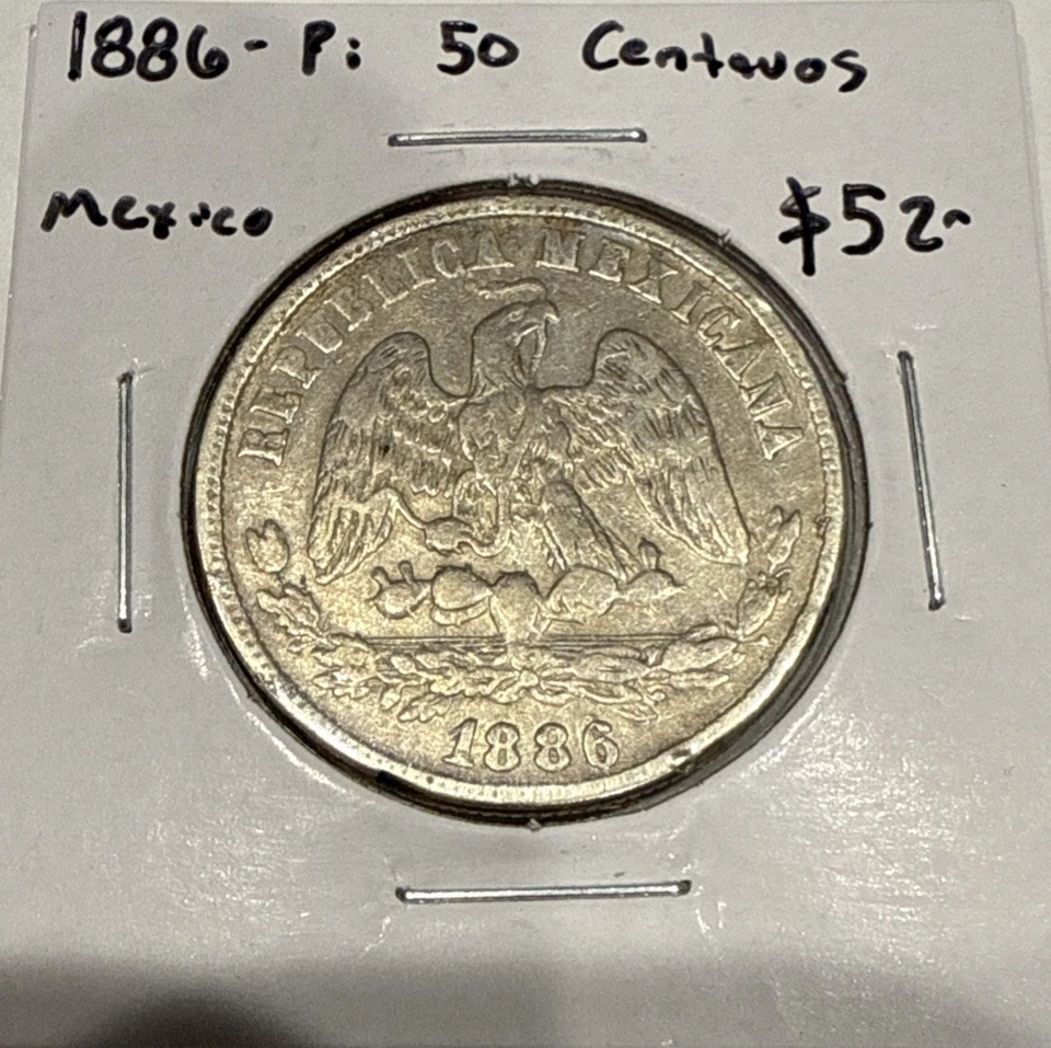 1886 Pi 50 Centavos Mexico Silver 50C Coin - Potosi Mint - Image 3 of 4