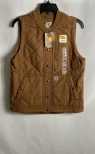 Carhartt Women's 104423 Brown Rugged Flex Quilt Lined Canvas Vest Sz M NWT