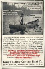 1903 KING FOLDING CANVAS BOAT CO Print Ad Man in Canoe Fishing
