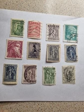 Lot of 12 Vintage Greece Mythology & Hermes Stamps – Used – Winged Victory RefA1
