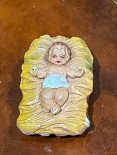 Vintage Chalkware Baby Jesus Manger Christmas Nativity