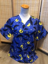 UA Scrub Scrubs Top Cartoon Halloween Blue and Yellow XS Extra Small NEW NWT