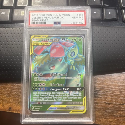 Celebi & Venusaur GX Full Art 159/181 PSA 10 Team Up Ultra Rare Holo 2019