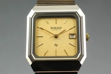 [Near MINT] Vintage RADO 129.9517.3 Date Gold Plated Tank Quartz Men's Watch