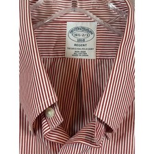 Brooks Brothers 1818 Regent Dress Shirt Men 16.5 32/33 Red White Stripe Non-Iron
