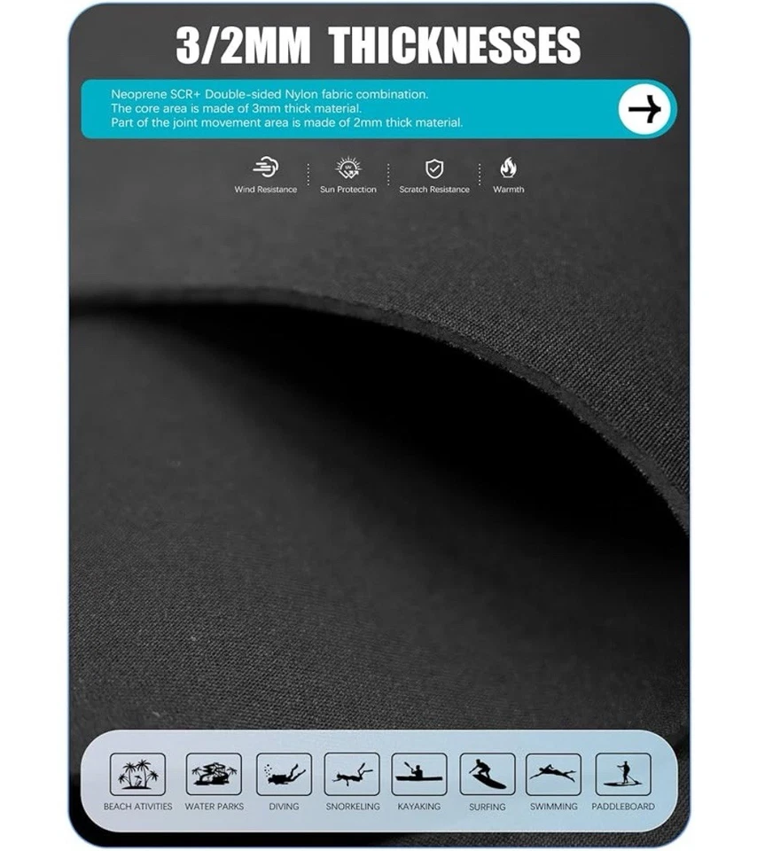 Traje de neopreno Hevto para niños niñas pequeños jóvenes 3/2 mm trajes húmedos completos de neopreno... Foto 3 de 4