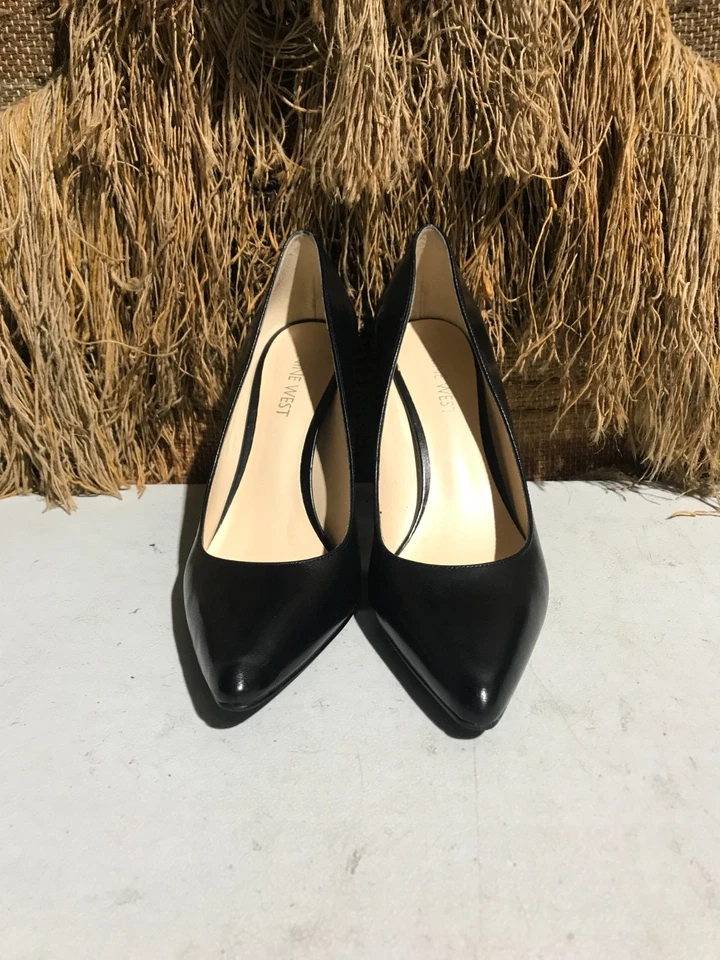 NINE WEST Womens Black Leather FLAX Pointed Toe Stiletto Pumps Heels US Size 8M - Image 3 of 4
