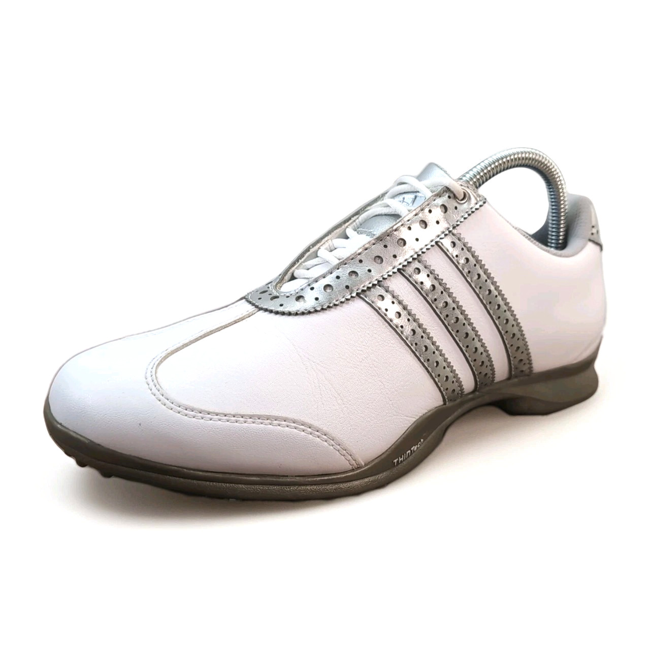 Adidas Traxion White Gray Golf Shoes Women’s 8.5 Leather Low Profile thumbnail 2