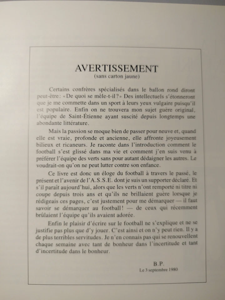 ASSE LE FOOTBALL EN VERT livre  Hachette 1980 Bernard Pivot Saint Etienne - Photo 3/4