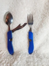 Outdoor Tableware Foldable Fork Knife Bottle Opener Picnic Camping 