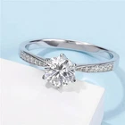 1.5 Ct Round Cut Moissanite Wedding Ring VVS1 925 Silver Diamond Look Size 7