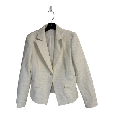 Theory Womens Brince BR Cailen Tweed Blazer Jacket Cream White Size 6 EUC