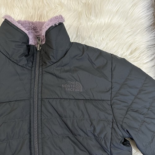 The North Face Girls Reversible Moss Bud Swirl Jacket Size Large 14/16 Lavender - Picture 6 of 16