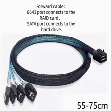 Forward SFF-8643 to 4x SATA Cable Mini SAS HD to SATA Used Pulled from Server