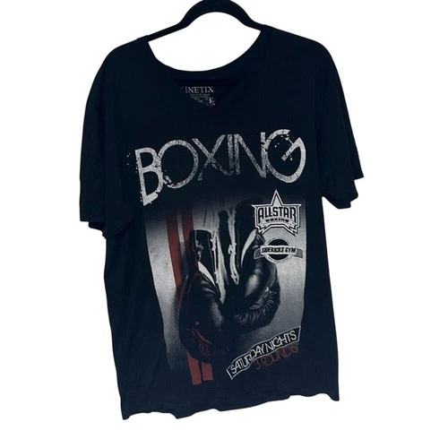Kinetix Mens Black Boxing Sidekick Gym Saturday Nights 3 Rounds Shirt Size XL - product listing photo