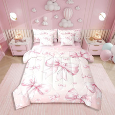 Kawaii Pink Bow Girls Bedding Set - 7 Piece Comforter Set for Dreamy Bedrooms