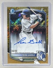 Sean Gamble 2025 Bowman Chrome Draft Gold Shimmer Refractor 1st RC Auto 43/50