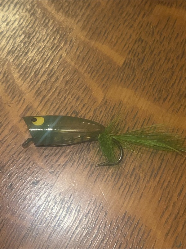 Vintage Heddon Fly Rod Popper Spook  lure - Green Scale - Very Good Cond.