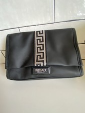 NWT VERSACE BLACK & SILVER INSTITUTIONAL POUC...