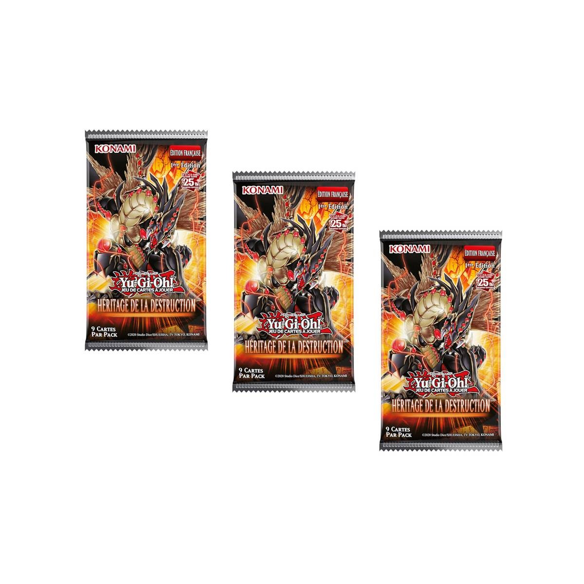 Booster Legacy of Destruction Yu-Gi-Oh lot de 3 extensions de cartes multicolores