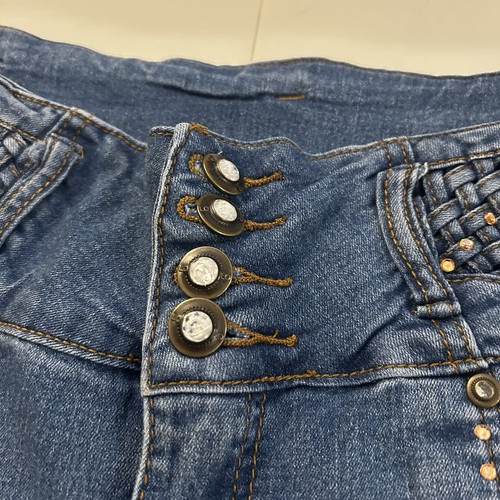 LOLO Jeans Women's Studded High Rise Colombia Jeans Denim Capri Size 5/6 Blue - Picture 3 of 10