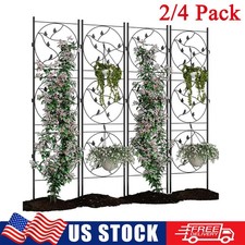 2/4 Pack Metal Garden Trellis for Rose Climbing Plants Outdoor Rustproof Panels